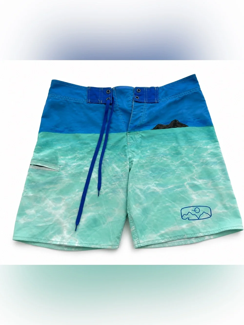 Blue & Aqua Men's Swim Trunks - Coastal Print